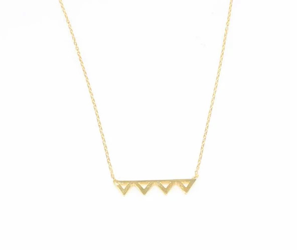 925 Ayar Gümüş Minik Üçgenler Kolye - Resim 5
