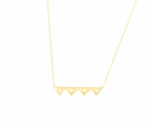 925 Ayar Gümüş Minik Üçgenler Kolye - Resim 4