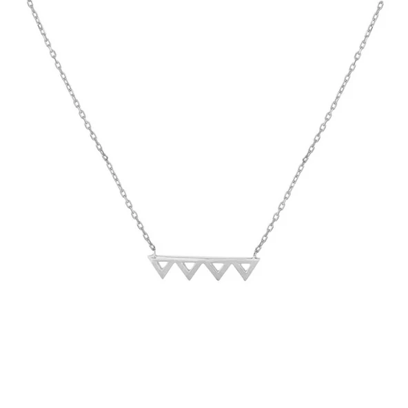 925 Ayar Gümüş Minik Üçgenler Kolye - Resim 2