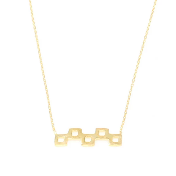 925 Ayar Gümüş Minik Kareler Kolye - Resim 2