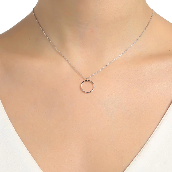 925 Ayar Gümüş Halka Kolye - Resim 2