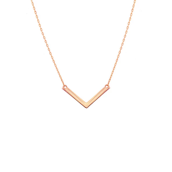 925 Ayar Gümüş V Kolye - Resim 5