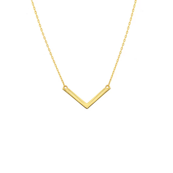 925 Ayar Gümüş V Kolye - Resim 6