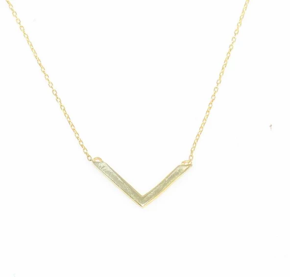 925 Ayar Gümüş V Kolye - Resim 7