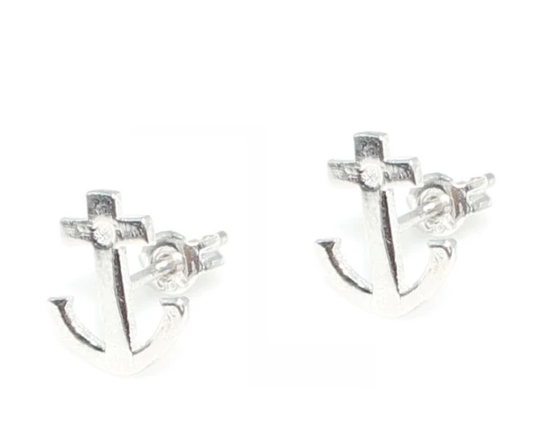 925 Ayar Gümüş Çapa Küpe - Resim 4