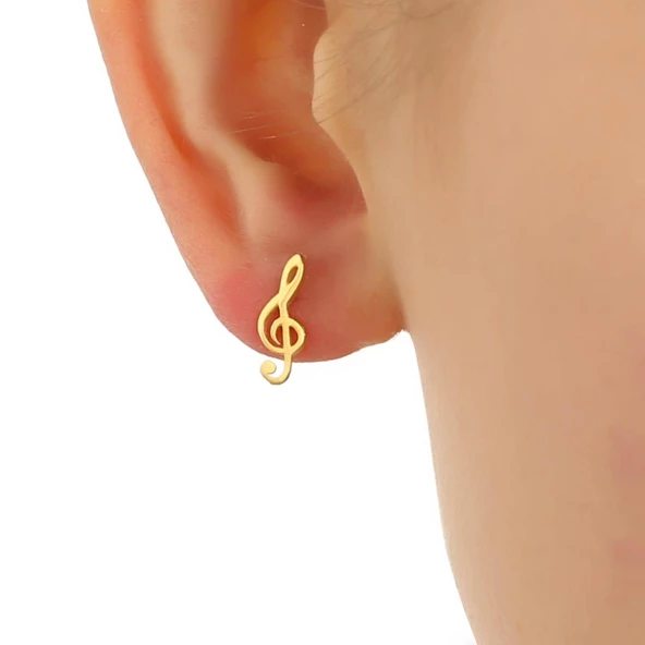 925 Ayar Gümüş Minik Sol Anahtarı Küpe - Resim 3