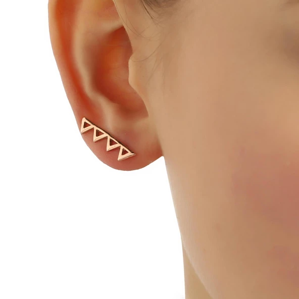 925 Ayar Gümüş Zikzak Earcuff Küpe - Resim 2
