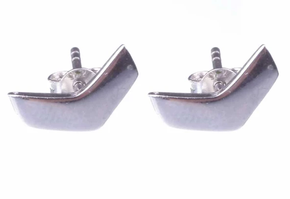 925 Ayar Gümüş Minik Chevron Küpe, Beyaz - 4