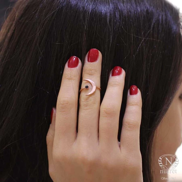 925 Ayar Gümüş Taşlı Ay Modeli Yüzük ürün görseli 1