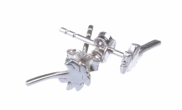 925 Ayar Gümüş Minik Palmiye Küpe - Resim 3