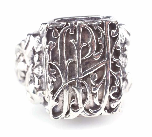 925 Ayar Gümüş Antik Tasarım Erkek Yüzük - Resim 3