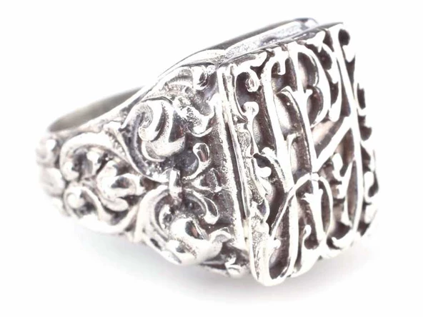 925 Ayar Gümüş Antik Tasarım Erkek Yüzük ürün görseli 1