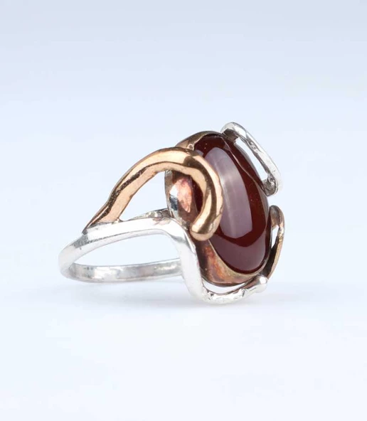 925 Ayar Gümüş Akik Taşlı Sarmal Model Yüzük ürün görseli 1