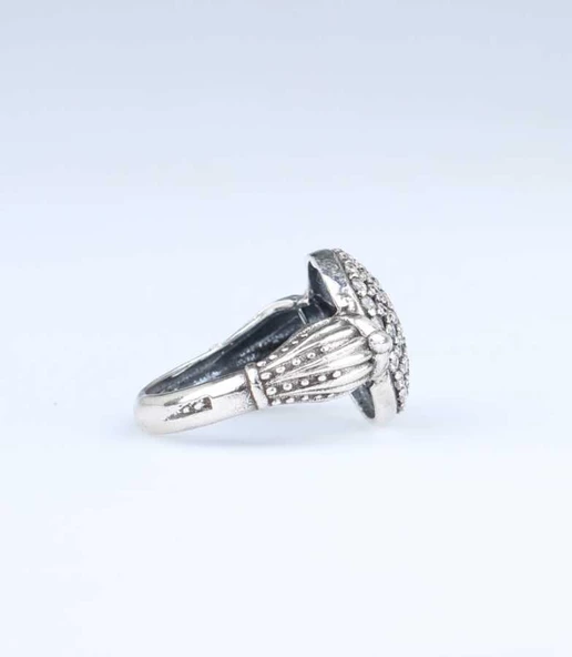 925 Ayar Gümüş Taşlı Tasarım Yüzük - Resim 4