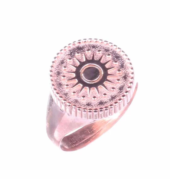 925 Ayar Gümüş Şövalye Yüzük, Pembe - Resim 3