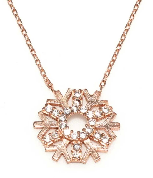 925 Ayar Gümüş Taşlı Büyük Kar Tanesi Kolye ürün görseli