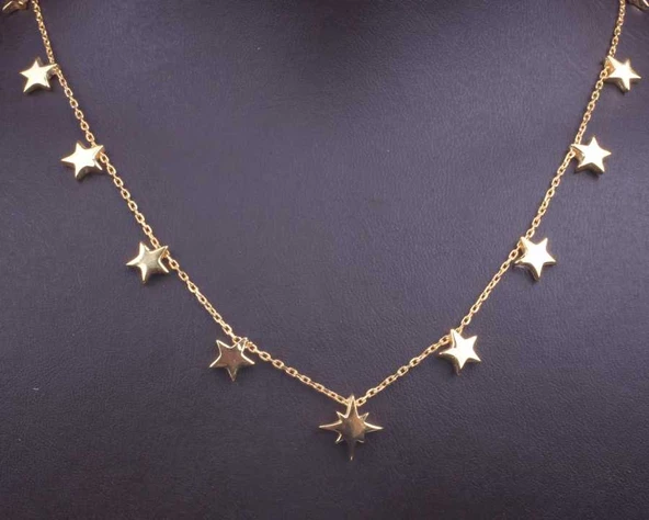 925 Ayar Gümüş Kutup Yıldızı & Yıldızlar Sıra Kolye - Resim 7