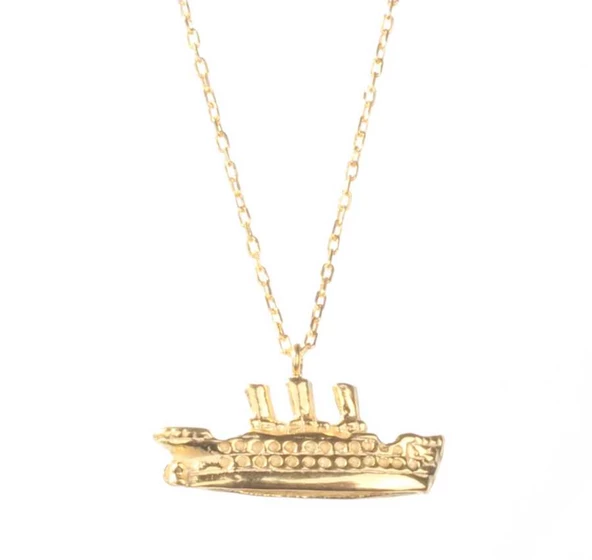 925 Ayar Gümüş Gemi Kolye - Resim 3