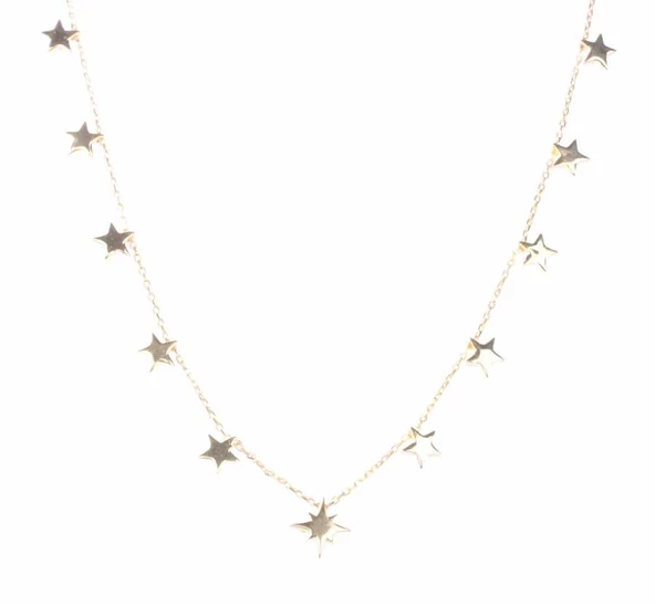 925 Ayar Gümüş Kutup Yıldızı & Yıldızlar Sıra Kolye - Resim 6