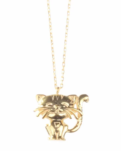 925 Ayar Gümüş Sevimli Kedi Kolye - Resim 9