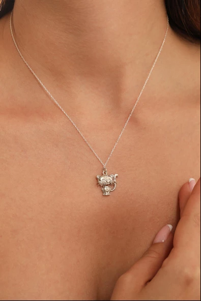 925 Ayar Gümüş Sevimli Kedi Kolye ürün görseli