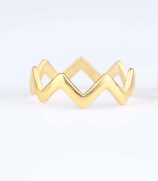 925 Ayar Gümüş Zikzak Yüzük, Sarı ürün görseli 1