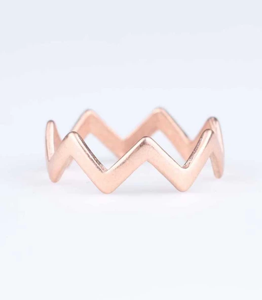 925 Ayar Gümüş Zikzak Yüzük, Pembe ürün görseli