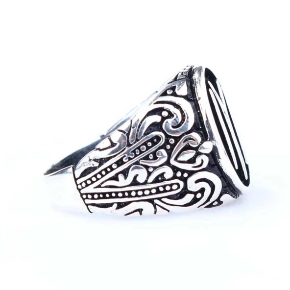 925 Ayar Gümüş KAYI Sembolü Erkek Yüzük - Resim 6