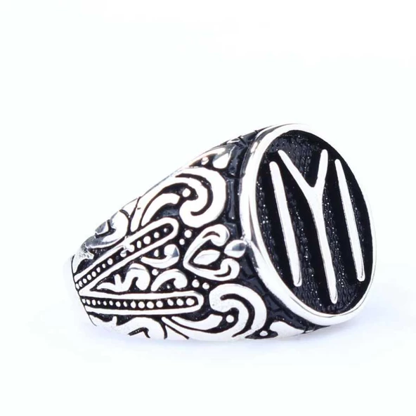 925 Ayar Gümüş KAYI Sembolü Erkek Yüzük - Resim 3