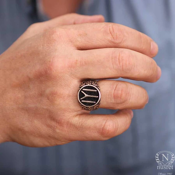 925 Ayar Gümüş KAYI Sembolü Erkek Yüzük - Resim 2
