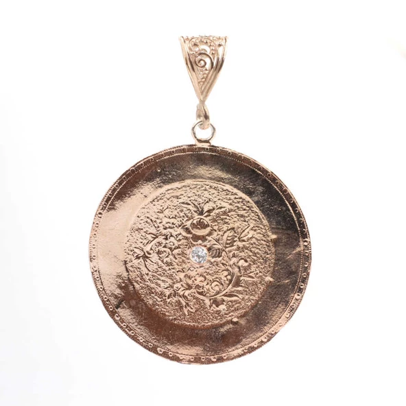 925 Ayar Gümüş Çiçekler Madalyon Kolye Ucu - Resim 2