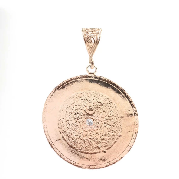 925 Ayar Gümüş Çiçekler Madalyon Kolye Ucu - Resim 3