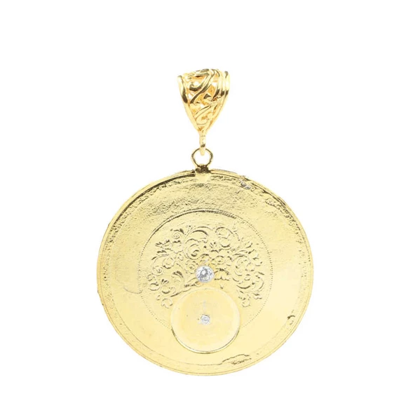 925 Ayar Gümüş Desenli Madalyon Kolye Ucu - Resim 8