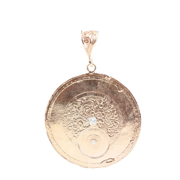 925 Ayar Gümüş Desenli Madalyon Kolye Ucu - Resim 5