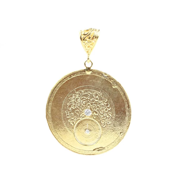 925 Ayar Gümüş Desenli Madalyon Kolye Ucu - Resim 7