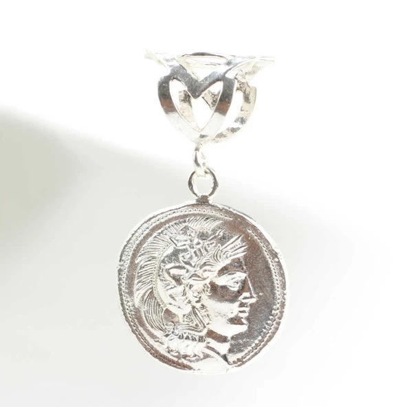 925 Ayar Gümüş İskender Kafası Madalyon Kolye Ucu - Resim 4