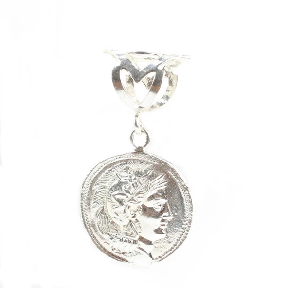 925 Ayar Gümüş İskender Kafası Madalyon Kolye Ucu - Resim 5