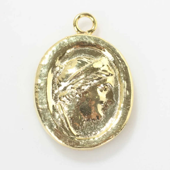 925 Ayar Gümüş Bayan Figür Madalyon Kolye Ucu - Resim 3