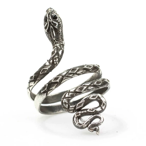 925 Ayar Gümüş Siyah Rodajlı Yılan Yüzük ürün görseli