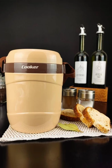 Digithome Paslanmaz Çelik Hazneli 3'lü Yemek Termosu 1,2 Lt Bej - CKR3146 C320.025 - 3