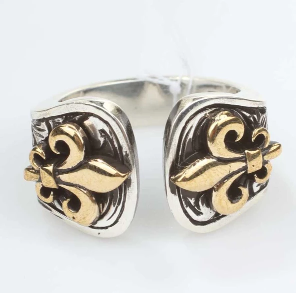 925 Ayar Gümüş ve Bronz Karışımı Osmanlı Motifli Erkek Yüzüğü - Resim 5