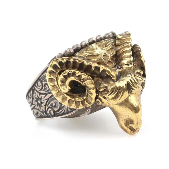 925 Ayar Gümüş Koç Kafalı Tasarım Yüzük ürün görseli 1