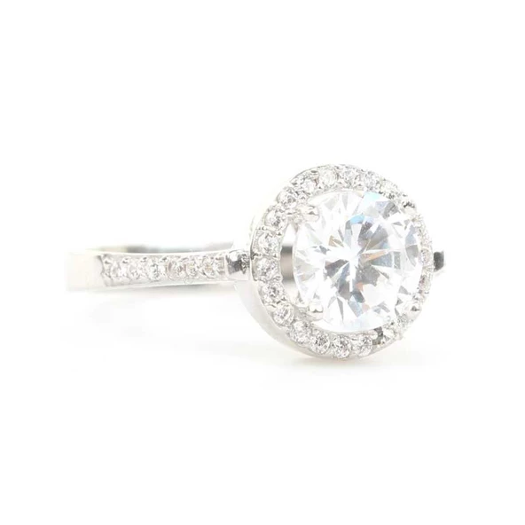 925 Ayar Gümüş 1,7 Carat Tektaş Yüzük - Resim 2