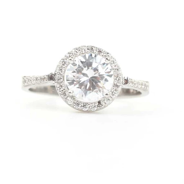 925 Ayar Gümüş 1,7 Carat Tektaş Yüzük - Resim 4