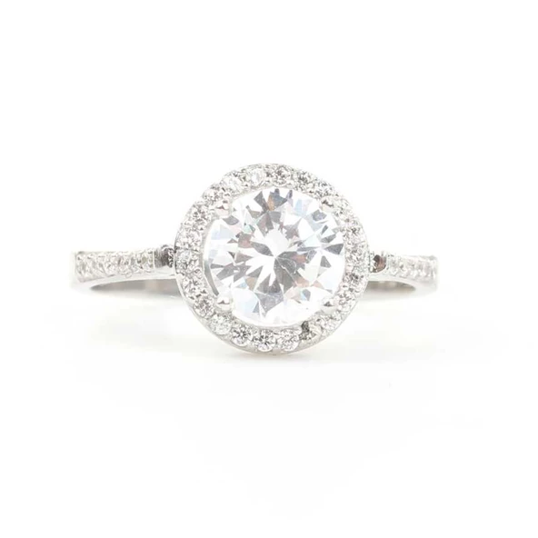 925 Ayar Gümüş 1,7 Carat Tektaş Yüzük - Resim 3