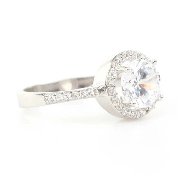925 Ayar Gümüş 1,7 Carat Tektaş Yüzük - Resim 7