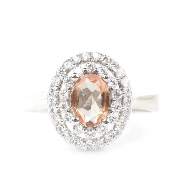 925 Ayar Gümüş Oval Zultanit Taşlı Anturaj Yüzük - Resim 3