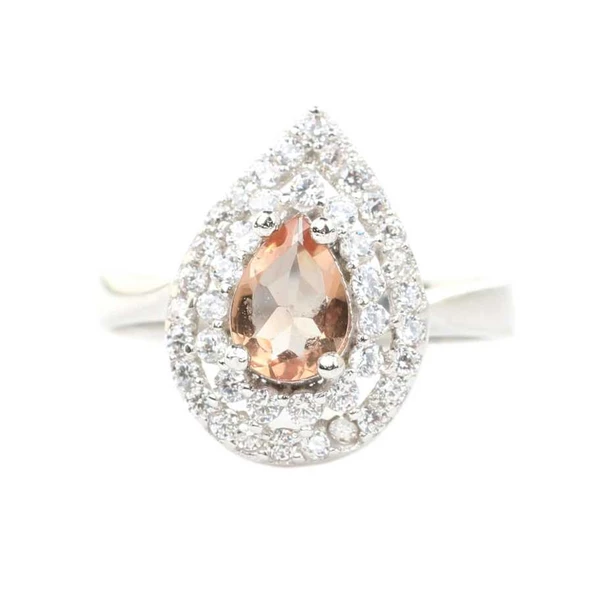 925 Ayar Gümüş Damla Zultanit Taşlı Anturaj Yüzük - Resim 2