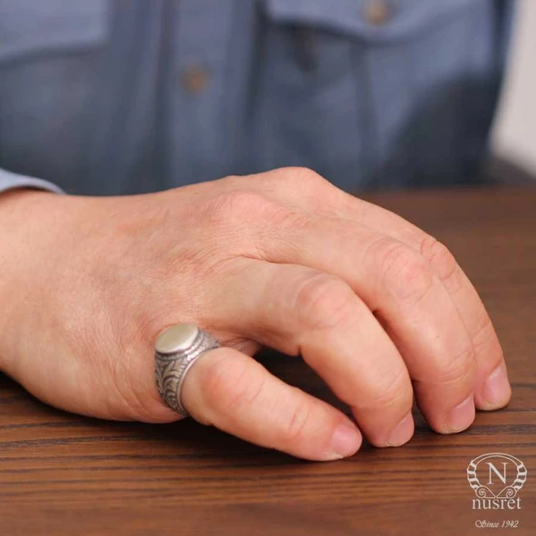 925 Ayar Gümüş Mat Şövalye Yüzük - Resim 8