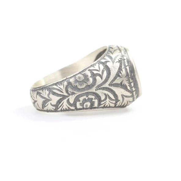 925 Ayar Gümüş Mat Şövalye Yüzük - Resim 4